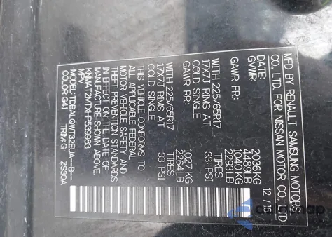 2017 Nissan Rogue Sv z USA, uszkodzony, nr VIN KNMAT2MTXHP539983